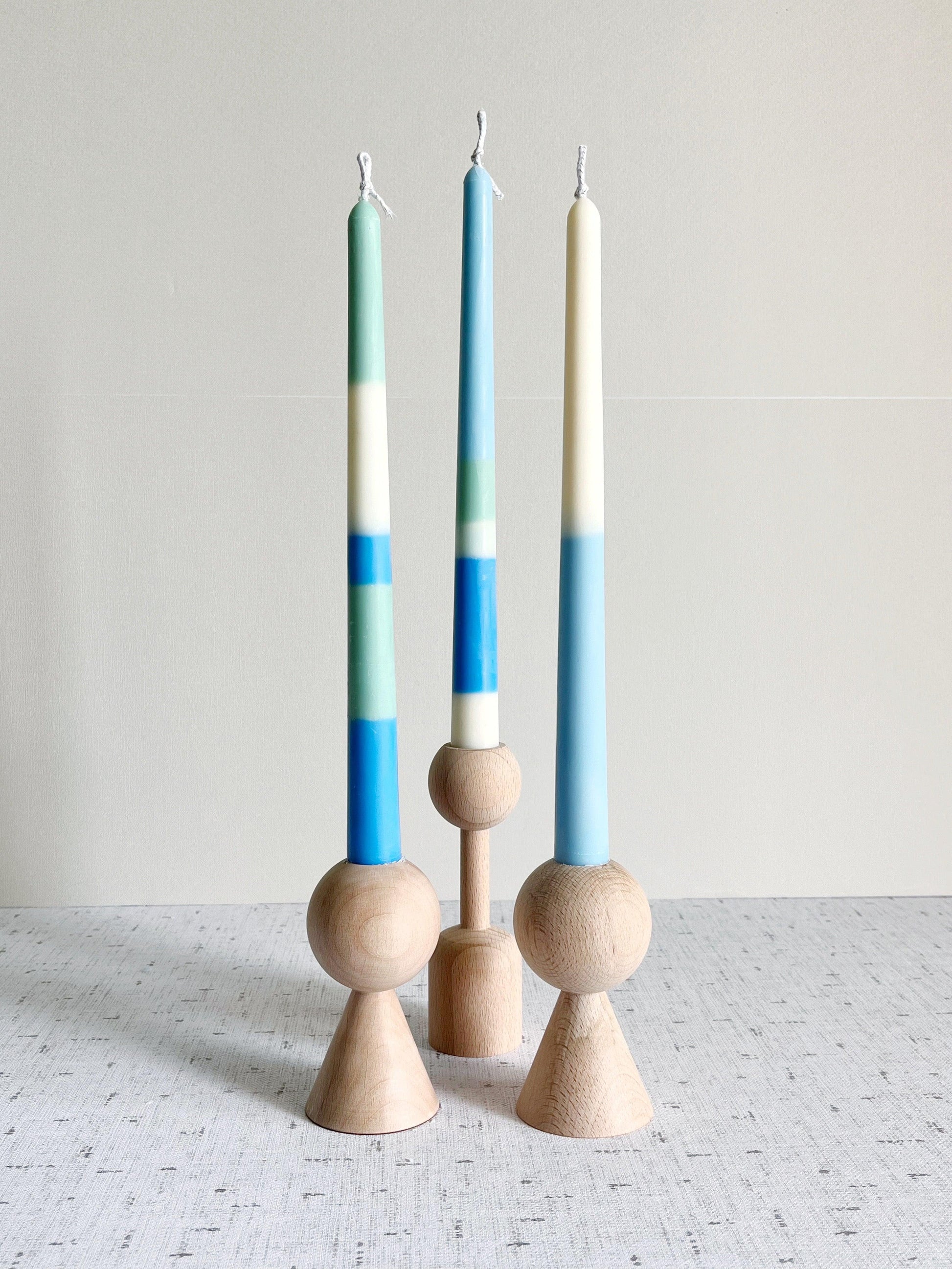 Bailiwick Studio Taper Candles Ocean Blue Color Block Scented
