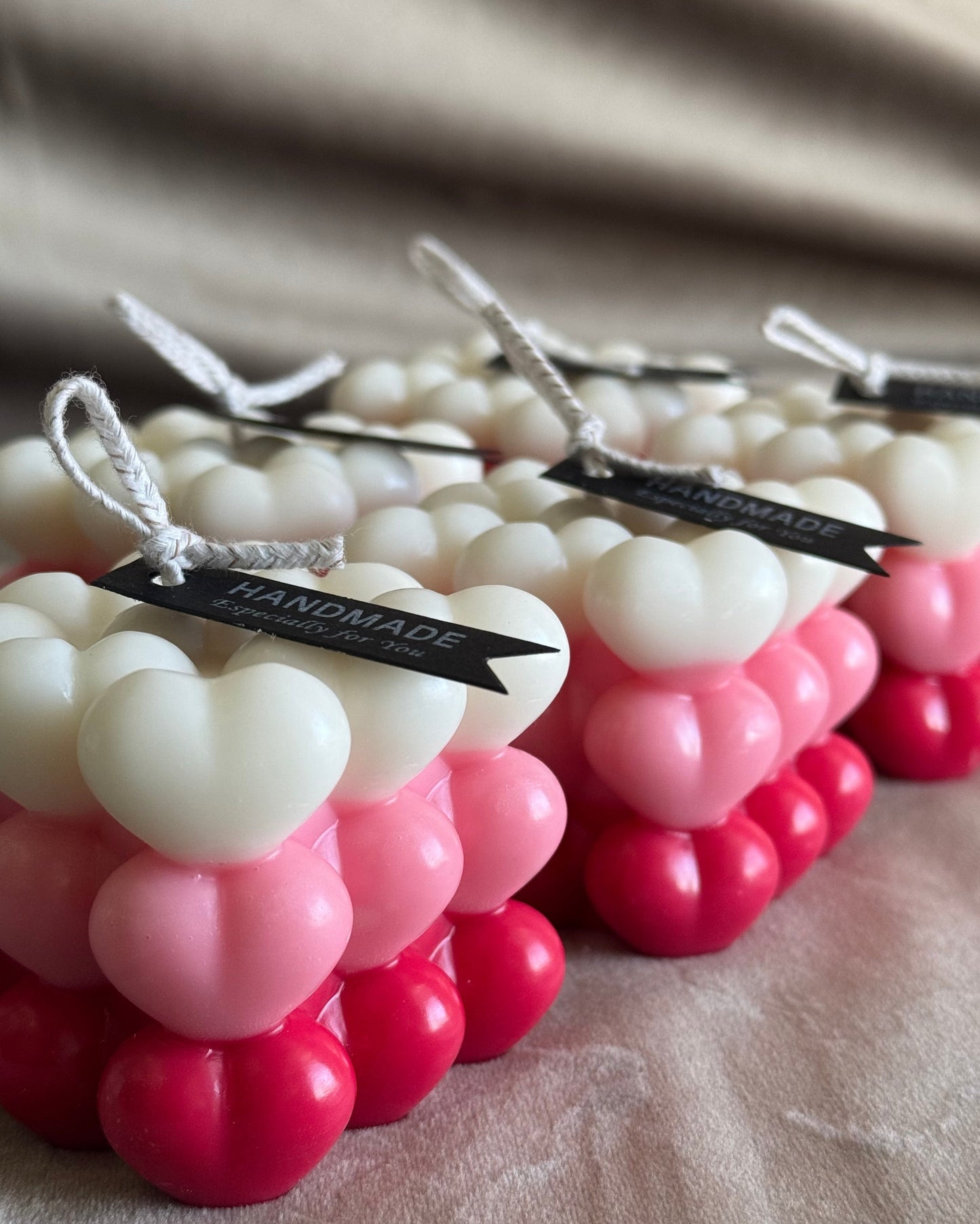 Bailiwick multi color Bubble Heart Pillar Candle