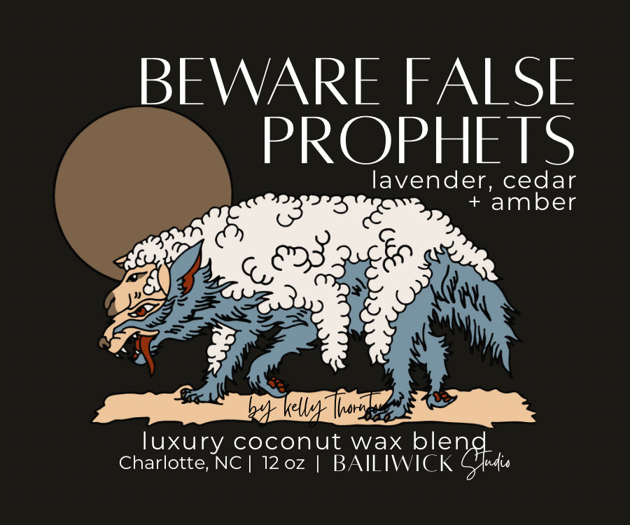 Beware false prophets candle art faith-based art christian artist