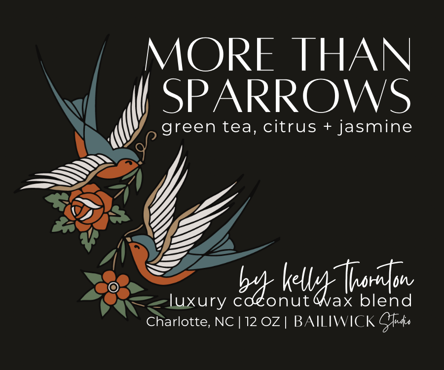 More Than Sparrows candle art faith-based art christian artist