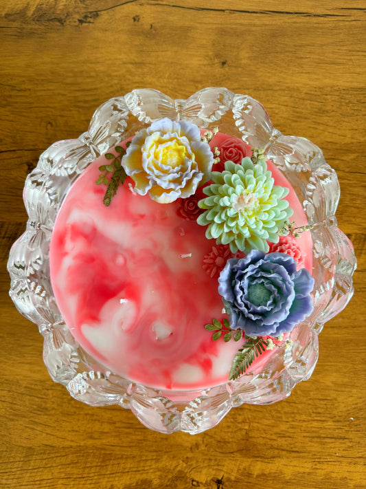 Butterfly Vibes | Crystal butterfly dish with flowers