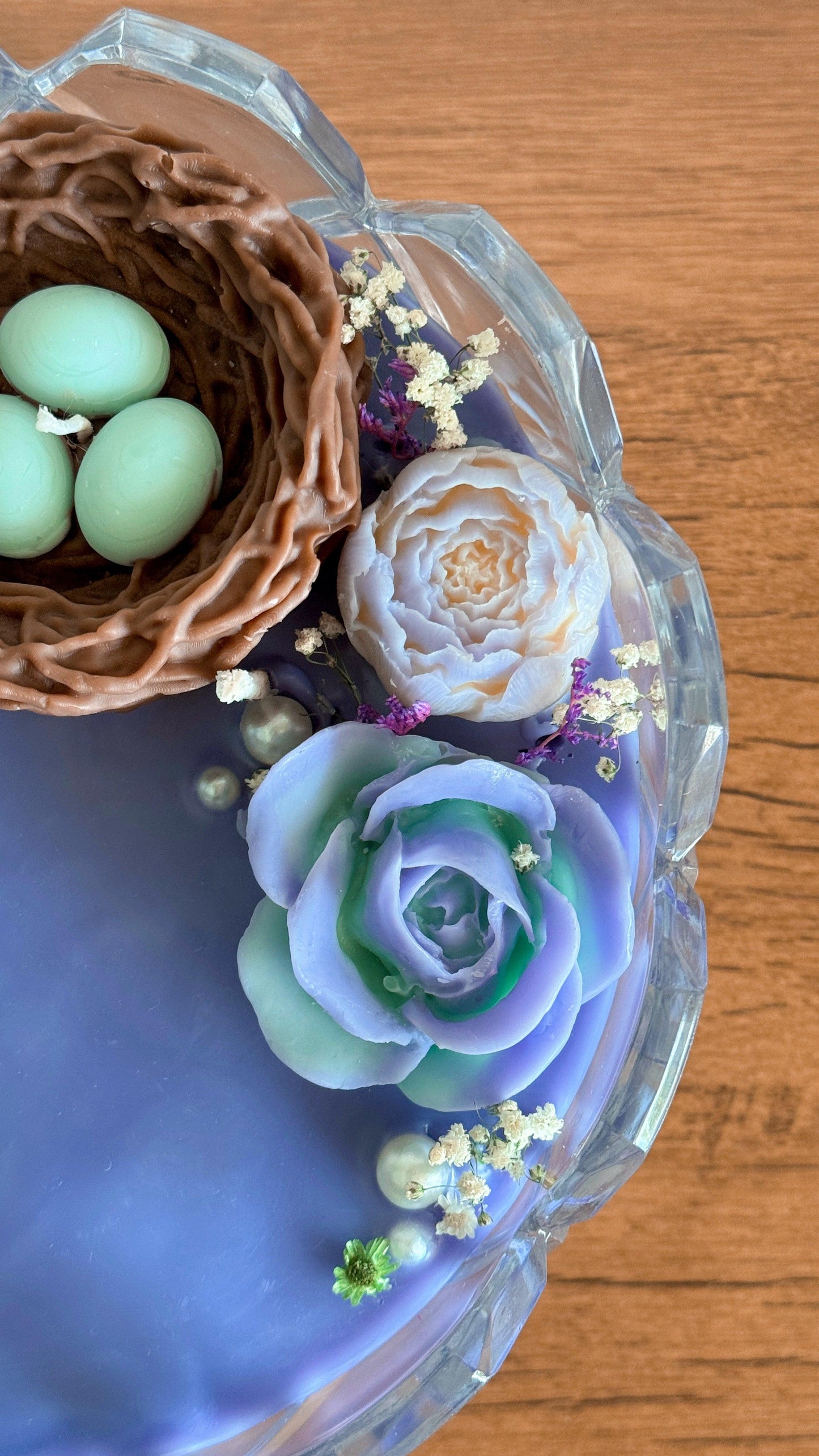 Lavendar Love | Etched Glass dish with flowers