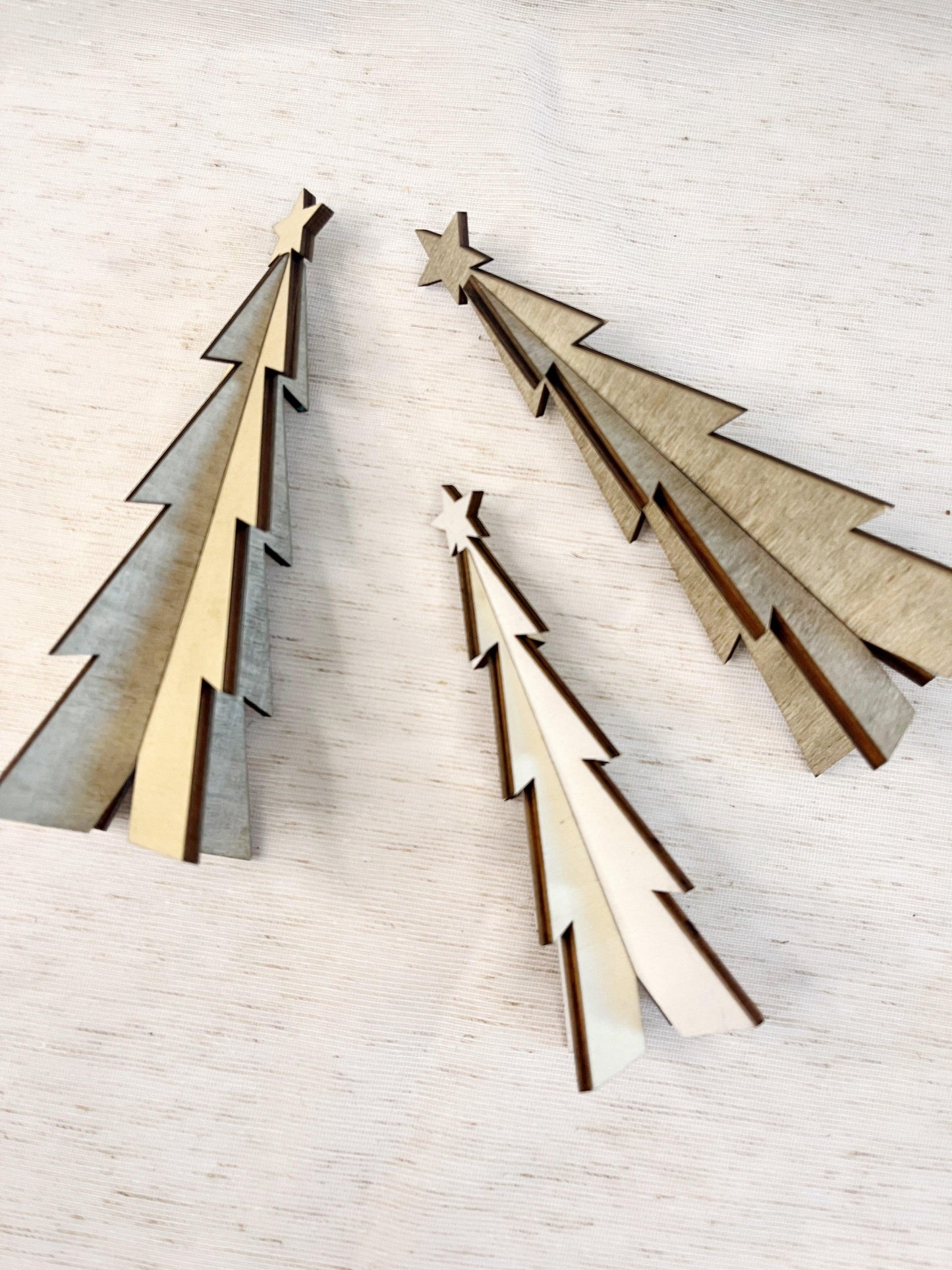 Set of 2, Cutout Wooden Christmas Trees