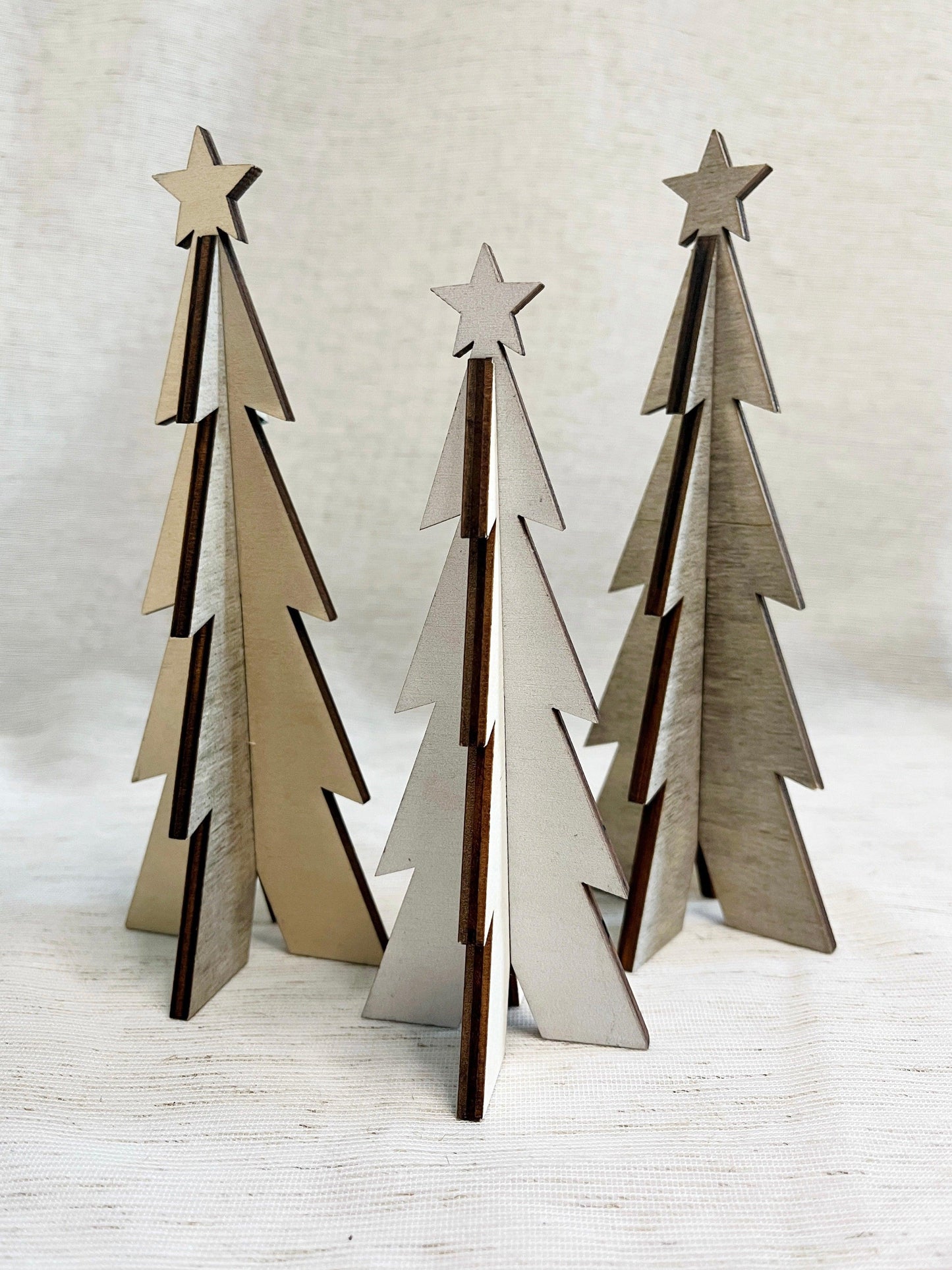 Set of 2, Cutout Wooden Christmas Trees
