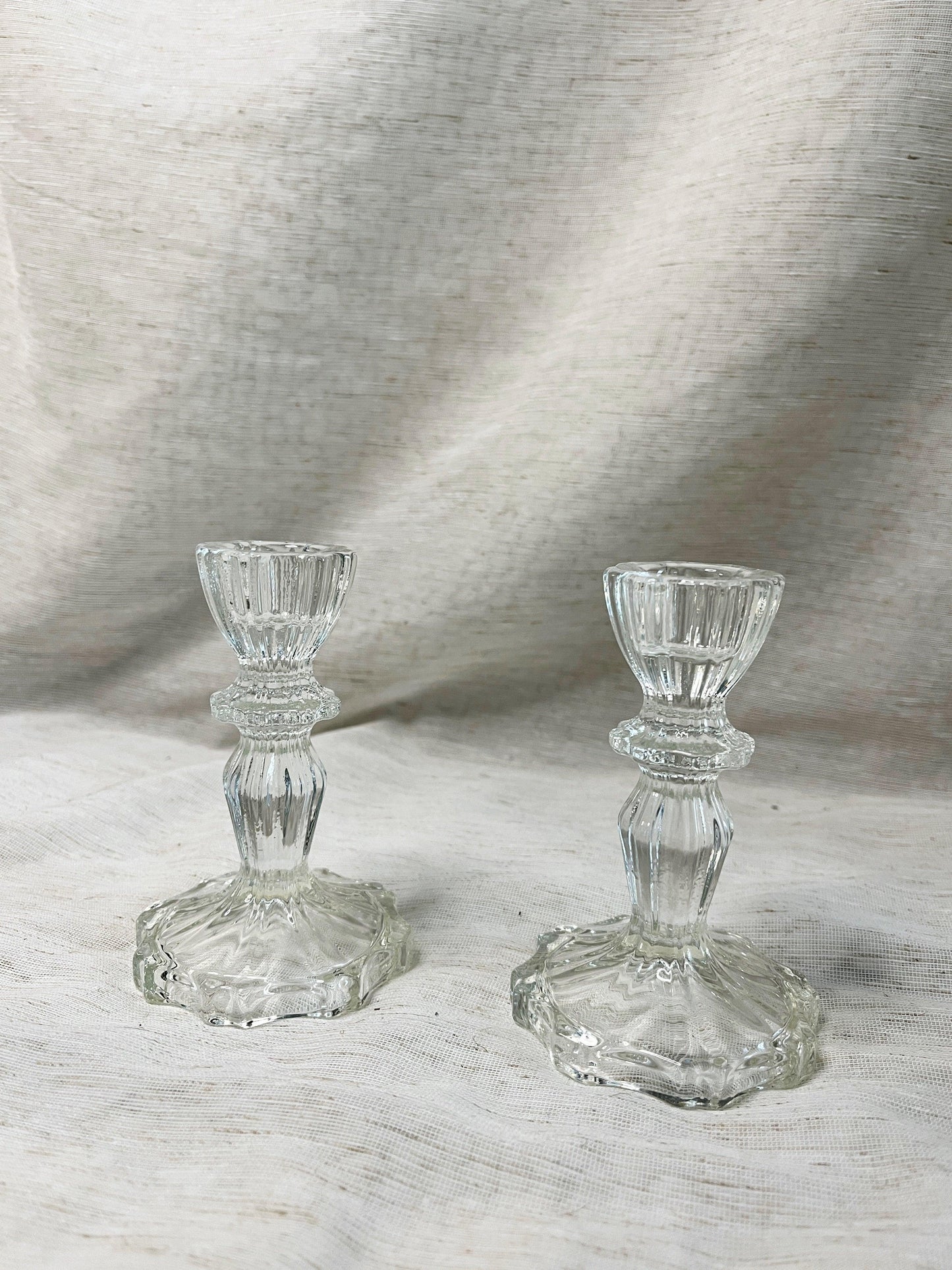 Set of 2, Glass Candle Holder