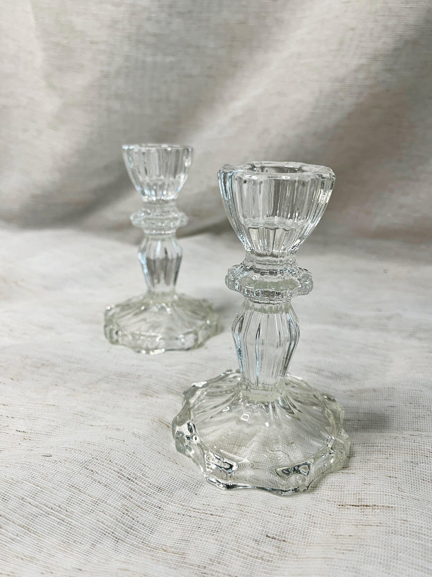 Set of 2, Glass Candle Holder