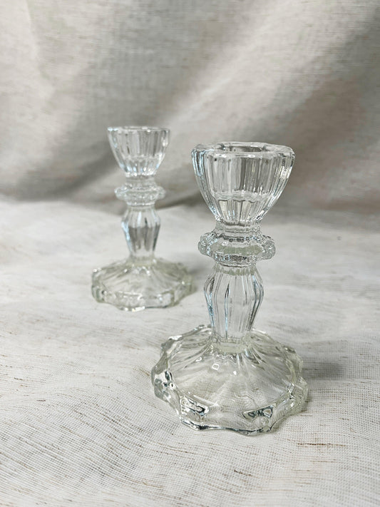 Set of 2, Glass Candle Holder