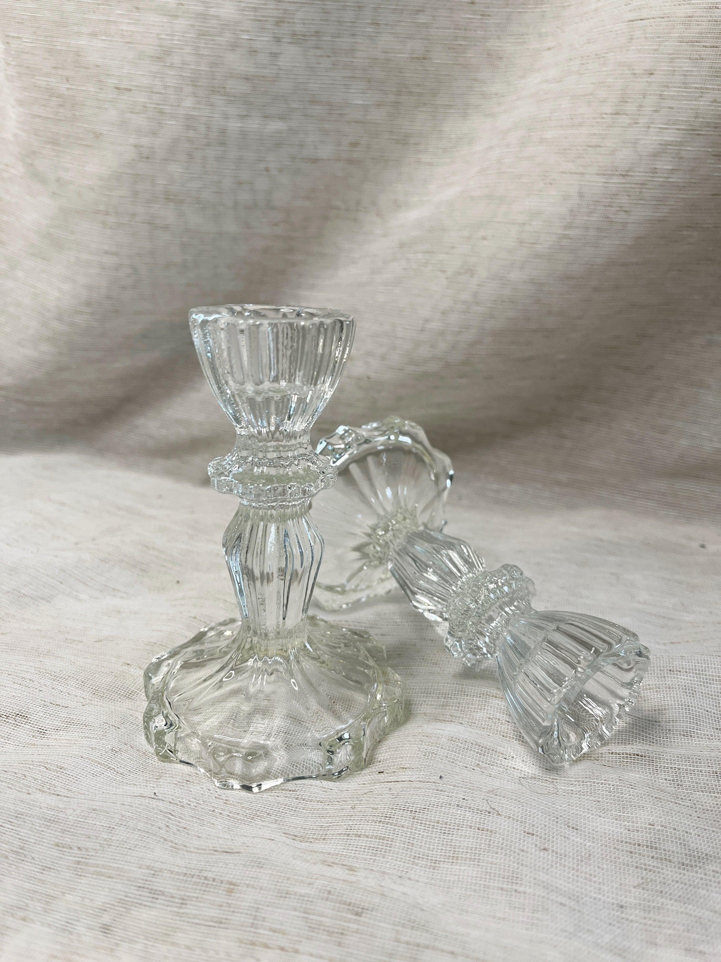 Set of 2, Glass Candle Holder