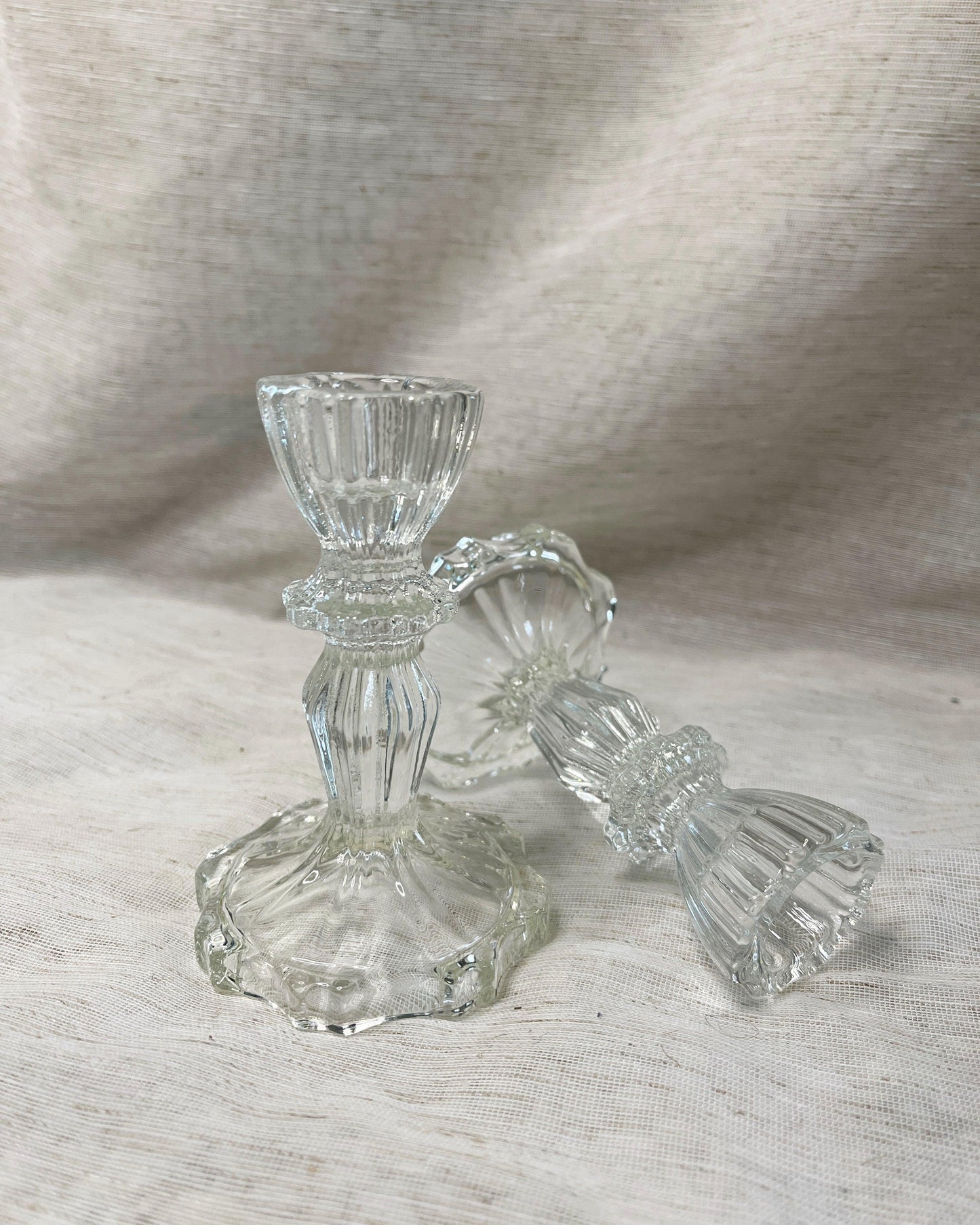 Set of 2, Glass Candle Holder