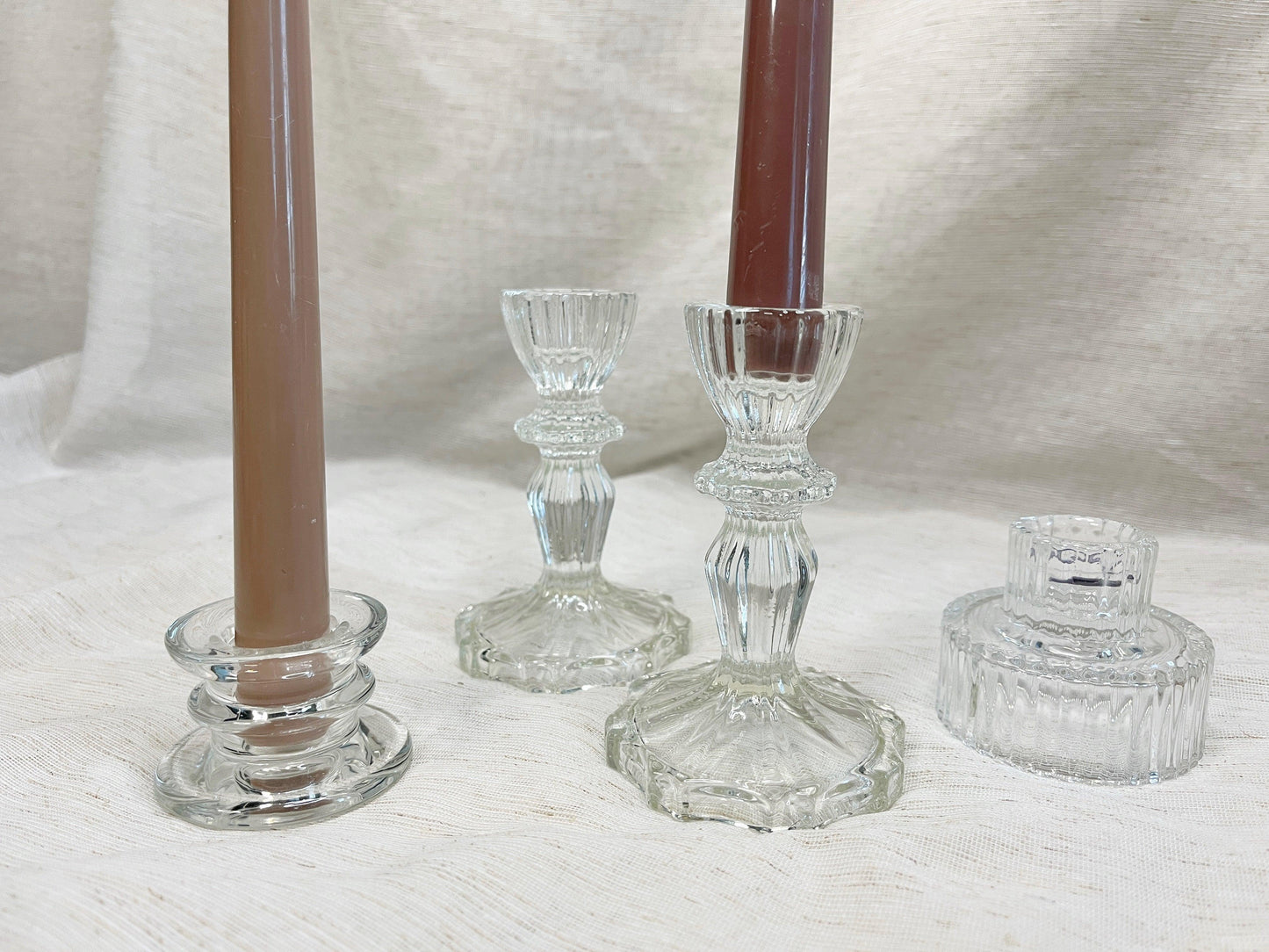 Set of 2, Glass Candle Holder