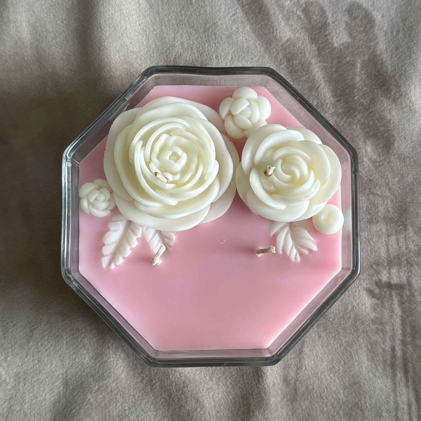 floral candle coconut apricot soy wax pink candle white flowers gift candle sea salt orchid A
