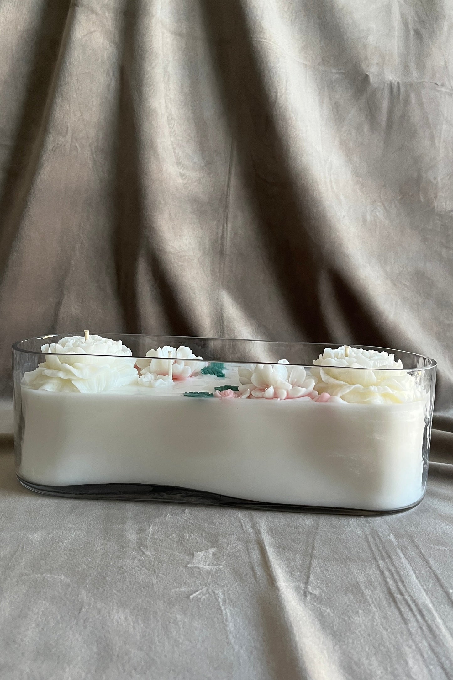 Handblown Glass white romance candle