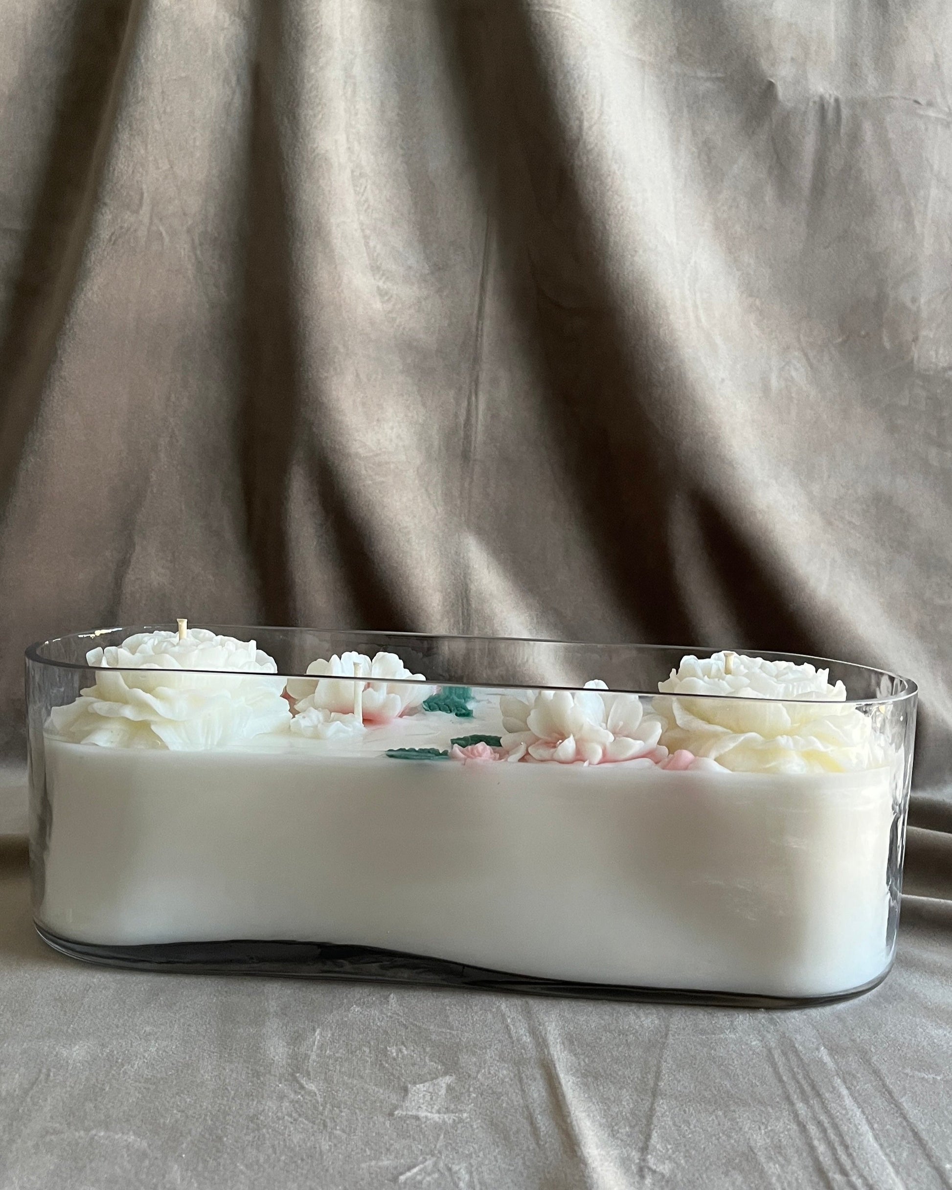Handblown Glass white romance candle