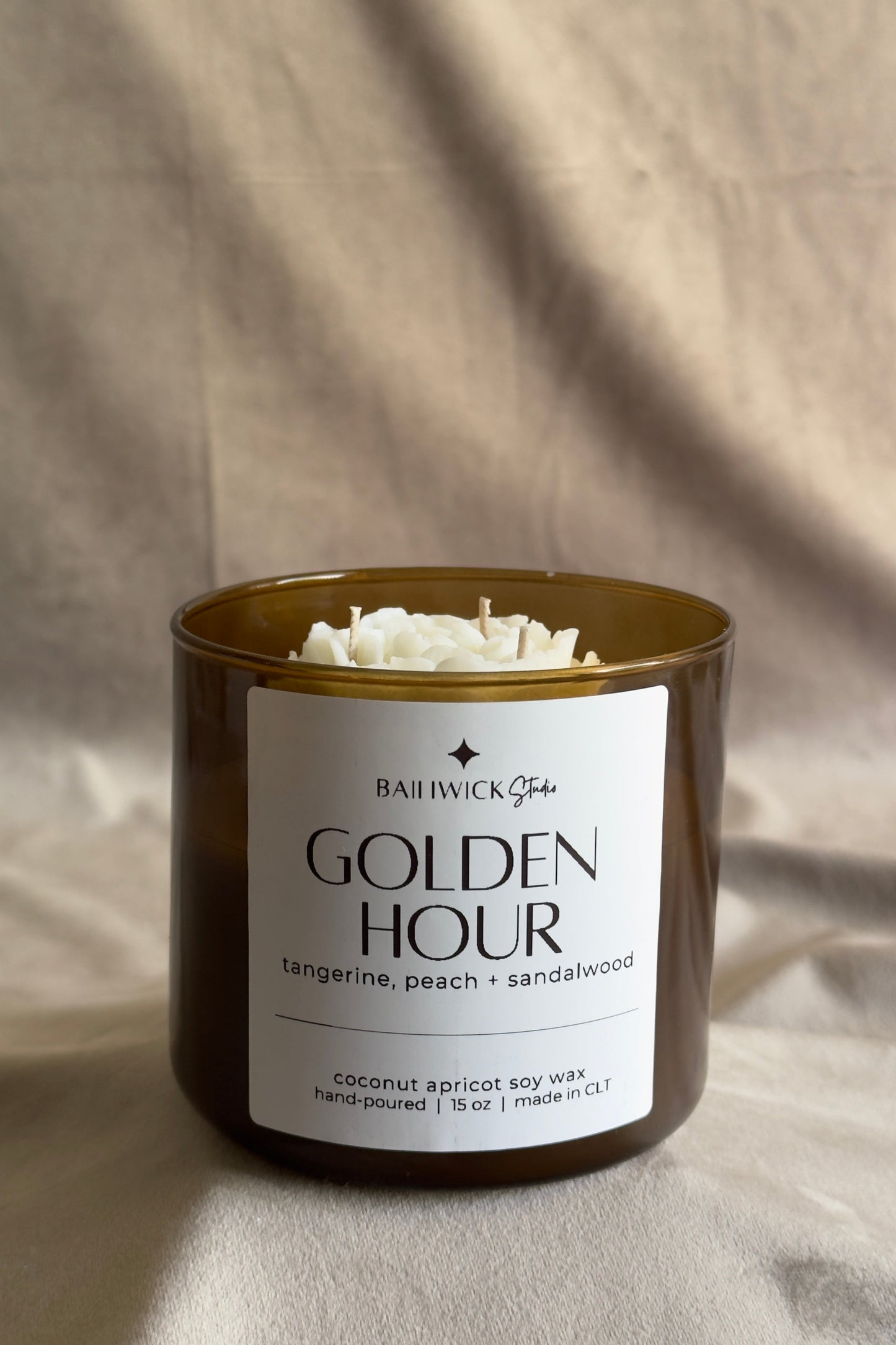tangerine peach sandalwood candle golden hour