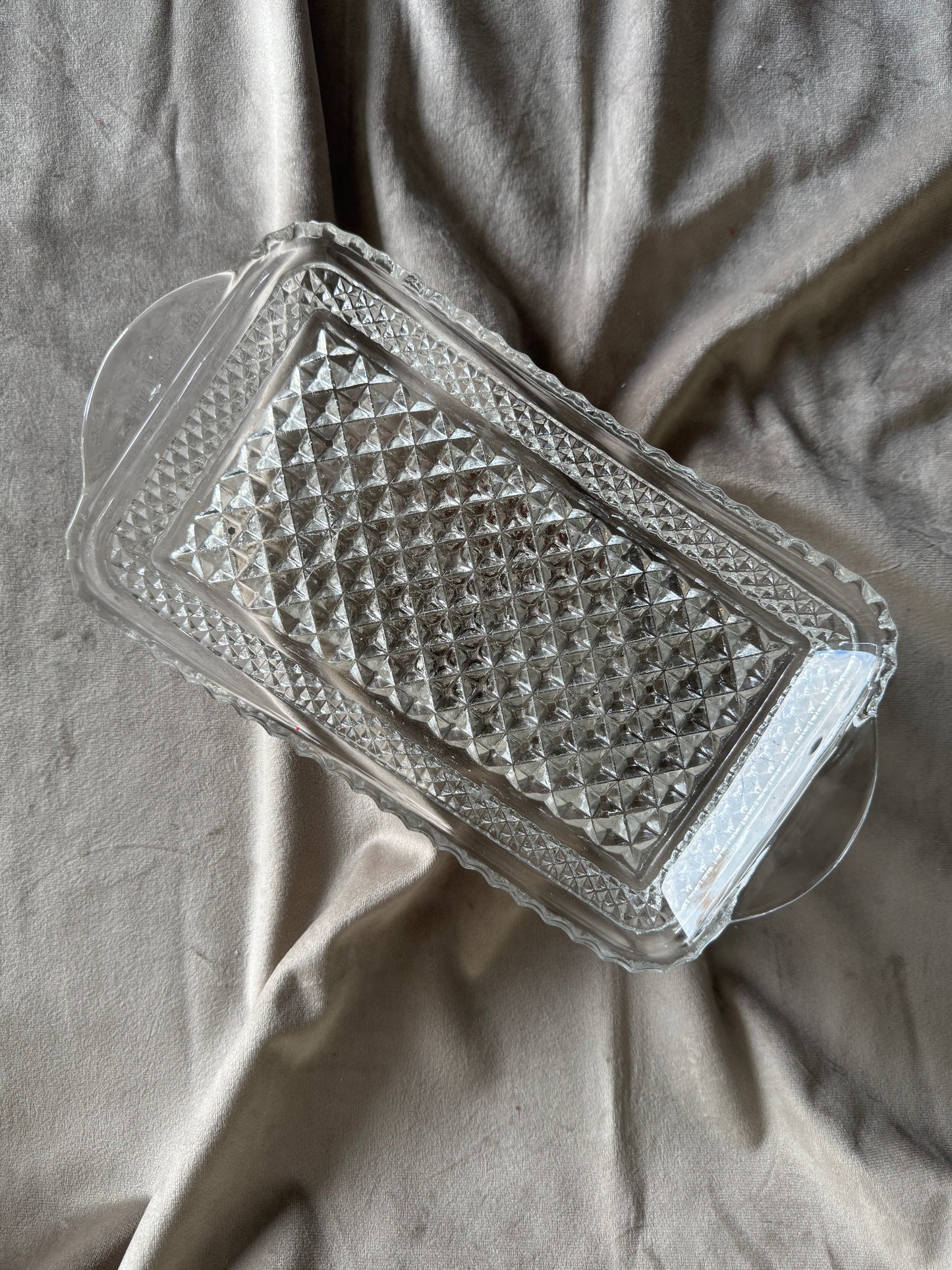 Pillar Candle Dish | Etched Clear Glass Plater