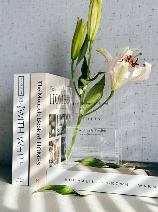 Clear book vase