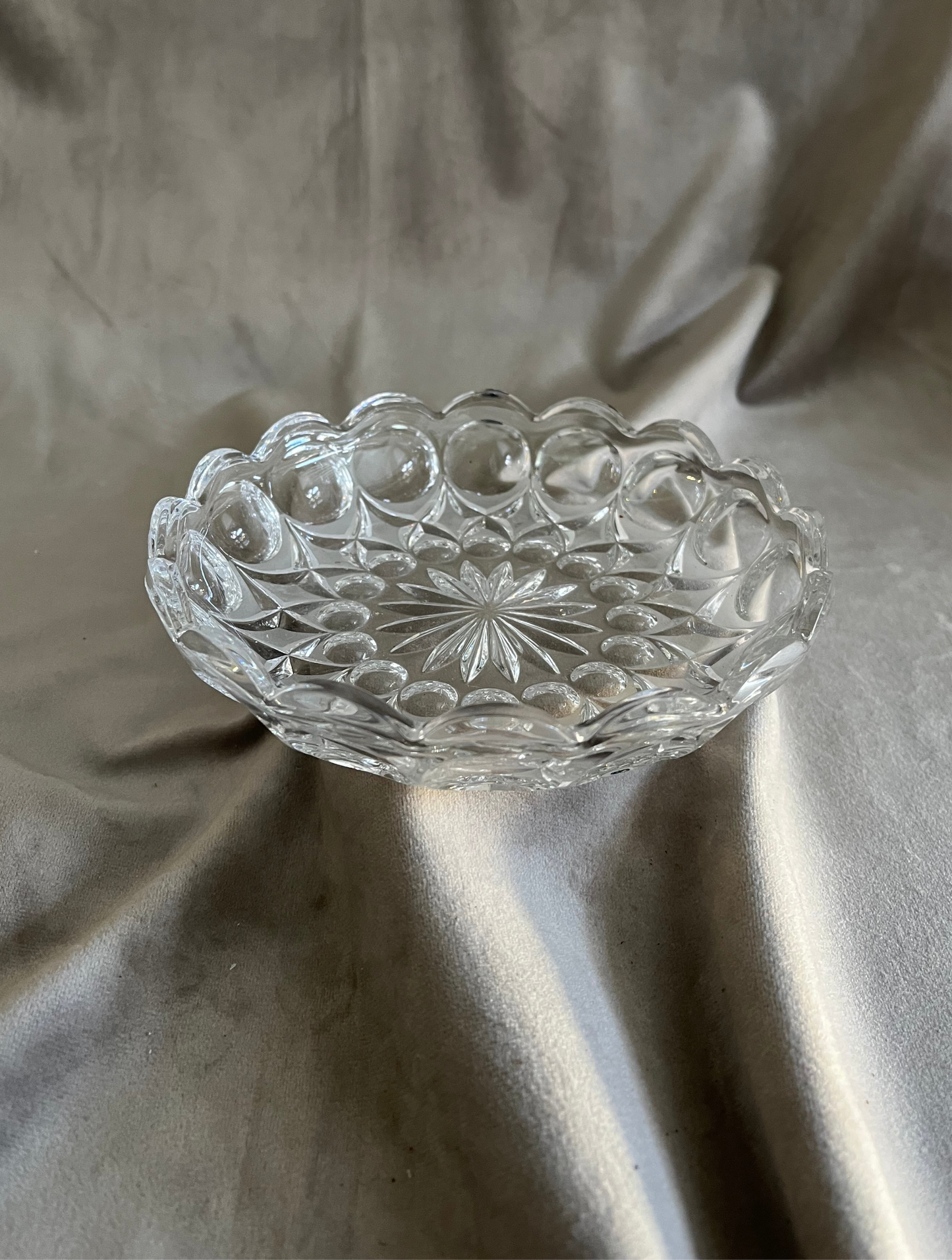 Pillar Candle Dish | Deep Etched Clear Glass Saucer