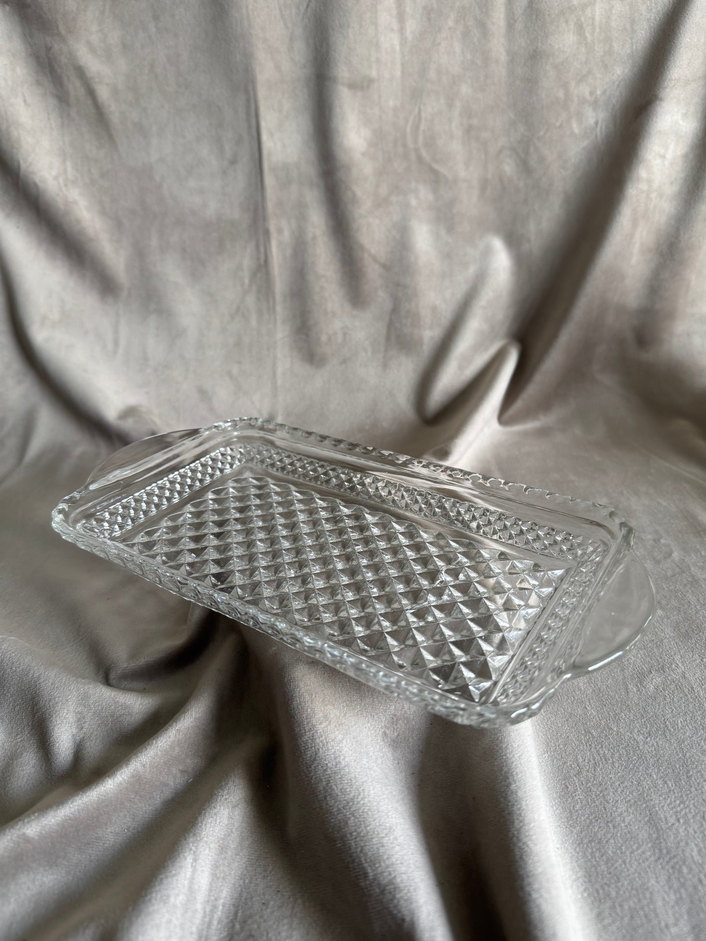 Pillar Candle Dish | Etched Clear Glass Plater