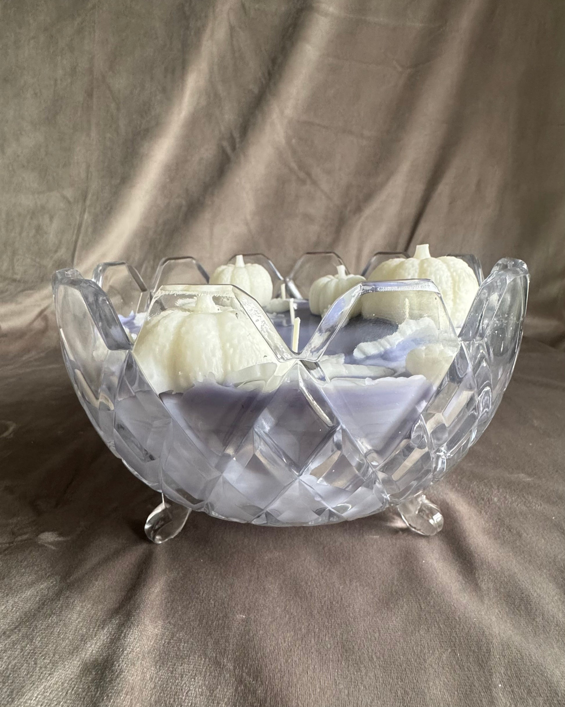 pastel pumpkin patch decorative candle glass vintage