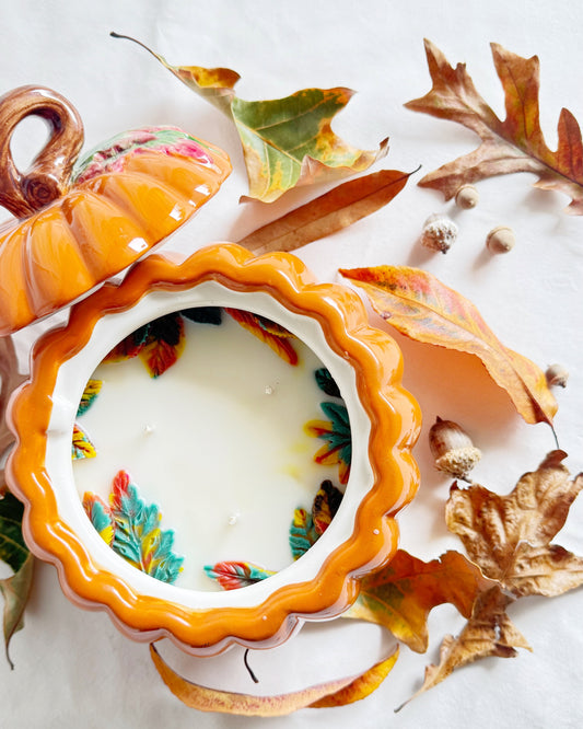 Autumn Whirl pumpkin ceramic candle vanilla pumpkin candle