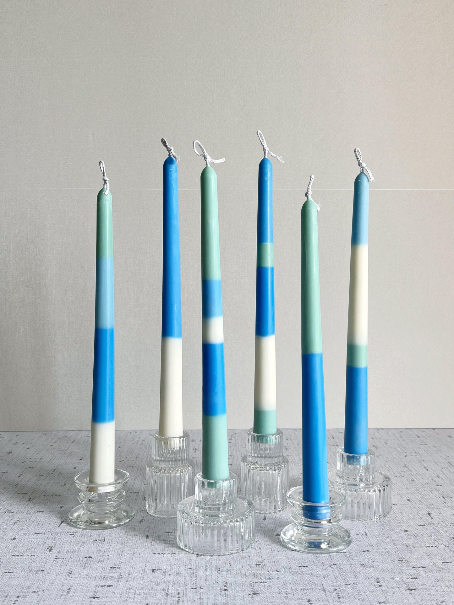 Bailiwick Studio Taper Candles Ocean Blue Color Block