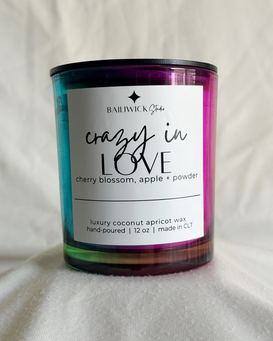 Candle with a label on a white background