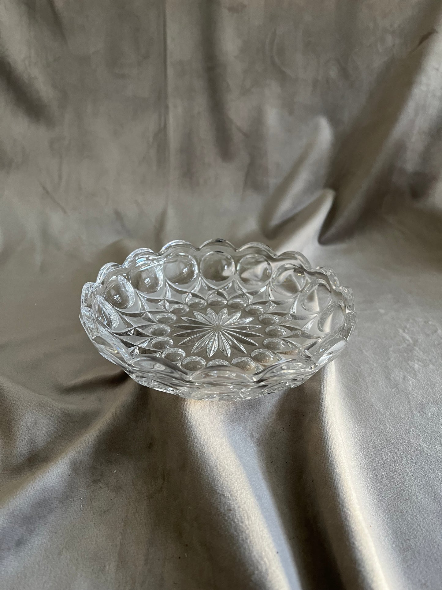 Pillar Candle Dish | Deep Etched Clear Glass Saucer