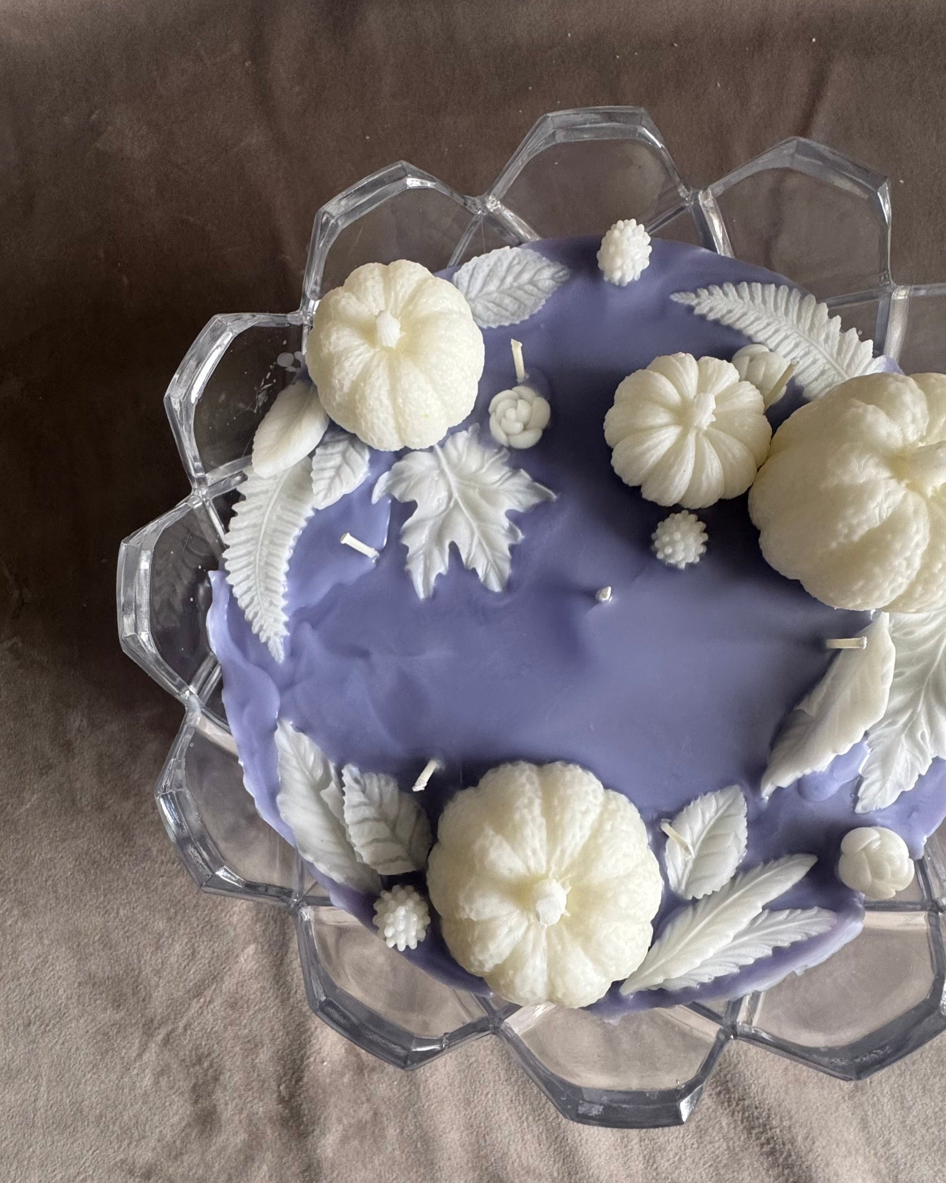 pastel pumpkin patch decorative candle glass vintage