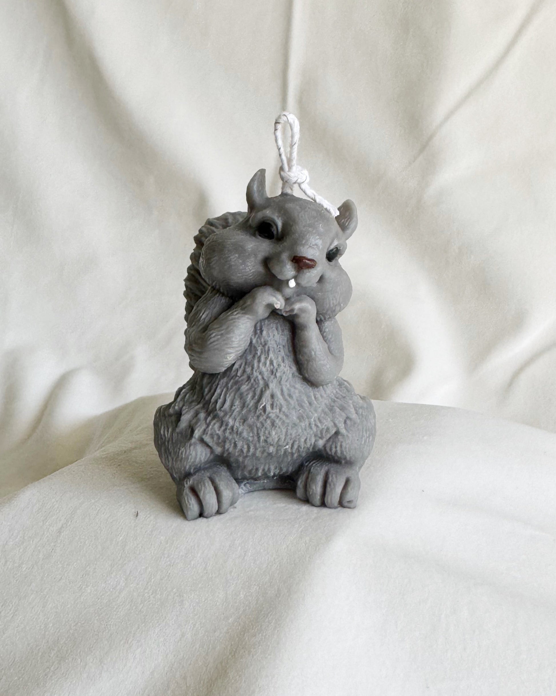Gray squirrel candle woodland creature autumn candle