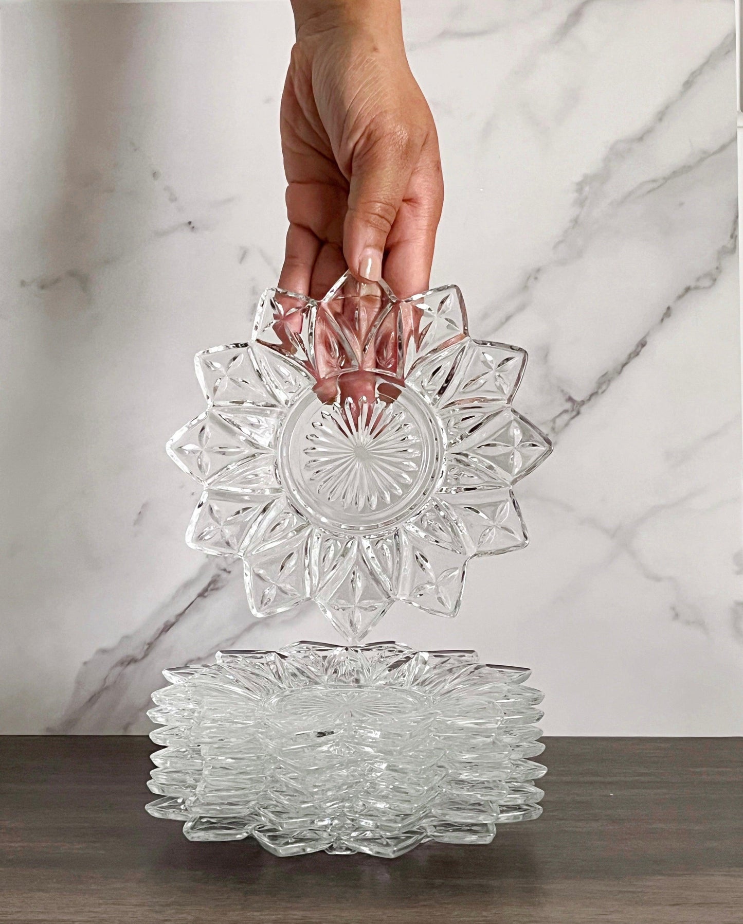 Pillar Candle Dish | Floral Clear Glass Saucer