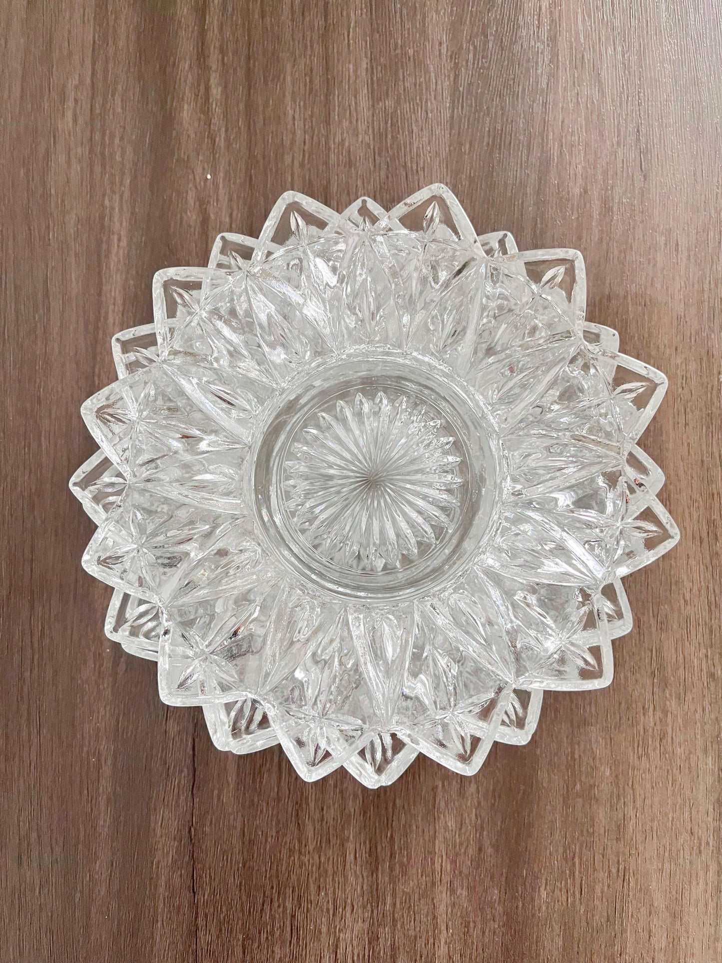 Pillar Candle Dish | Floral Clear Glass Saucer