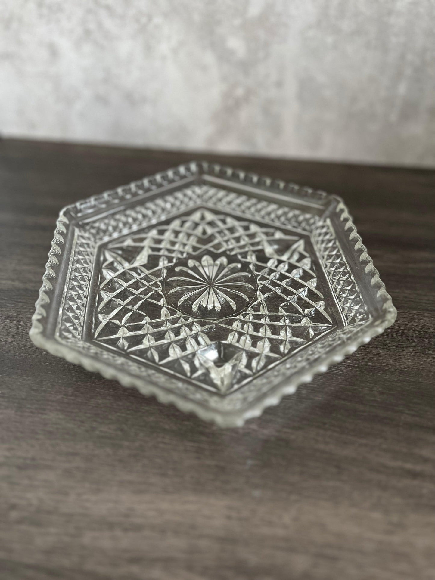 Pillar Candle Dish | Hexagon Clear Glass Saucers