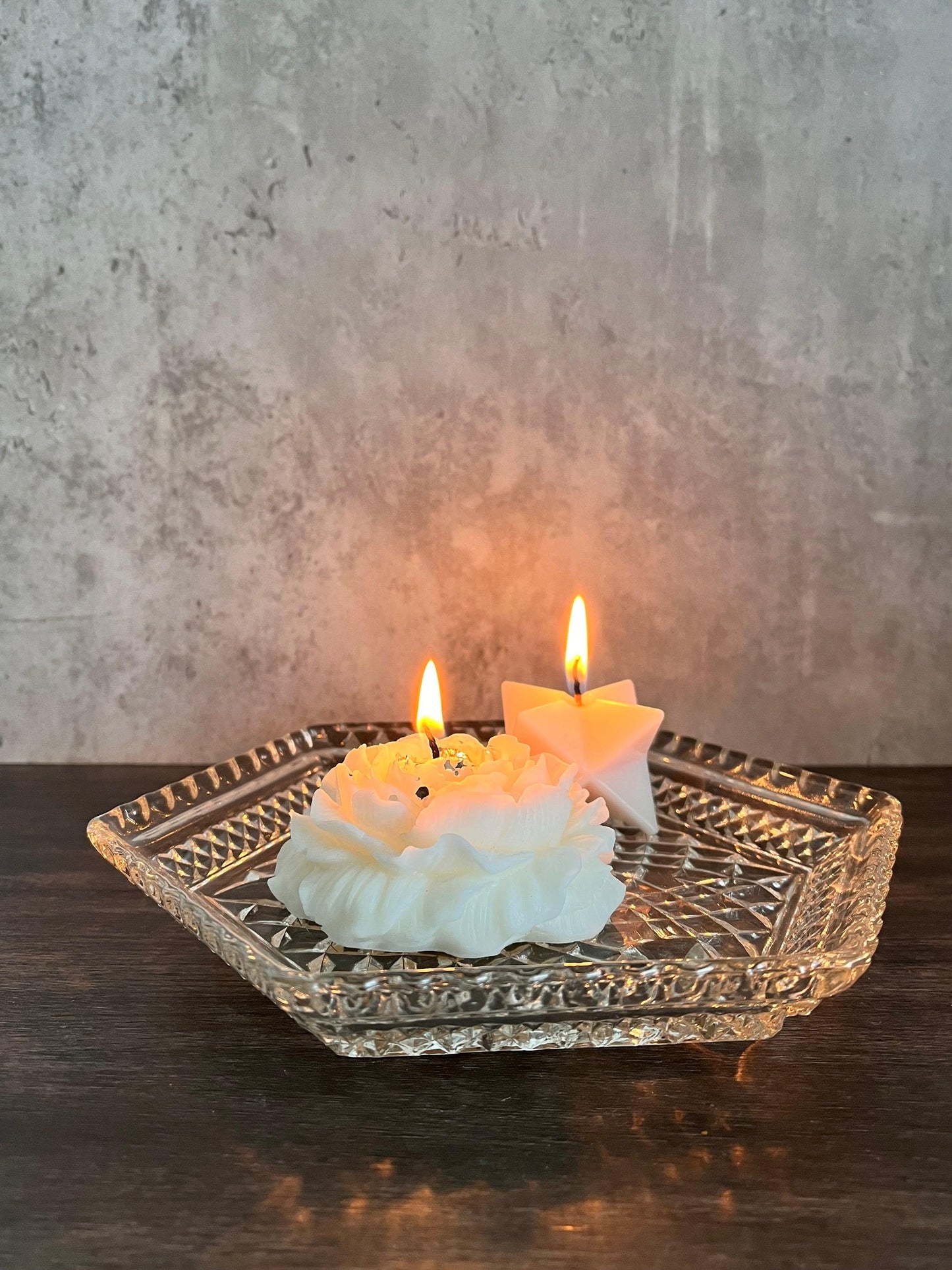 Pillar Candle Dish | Hexagon Clear Glass Saucers