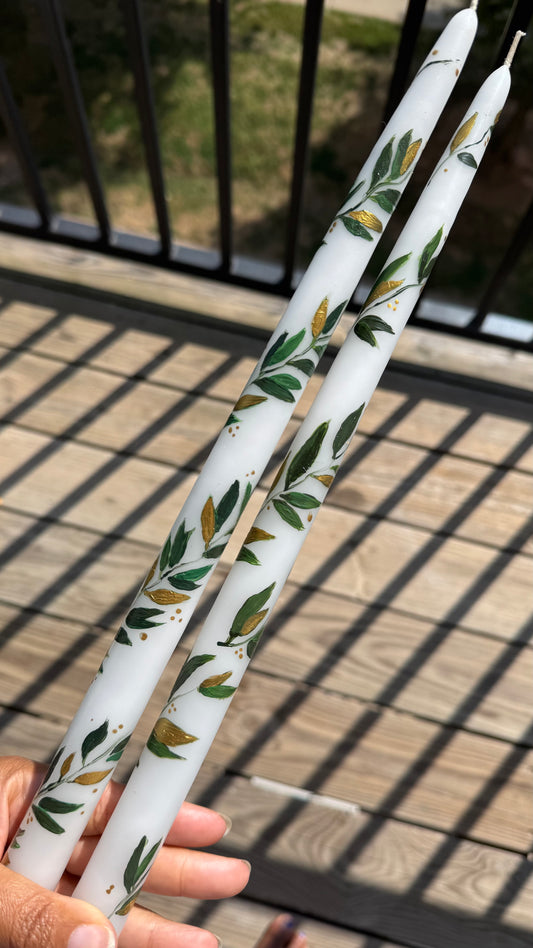 Set of 2, 15" Custom Tapered Painted Candles