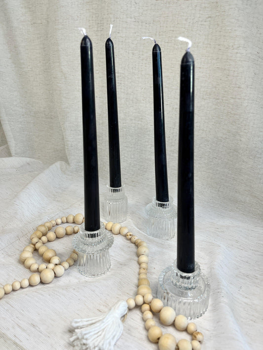 Set of 2, Black Tapered Candles