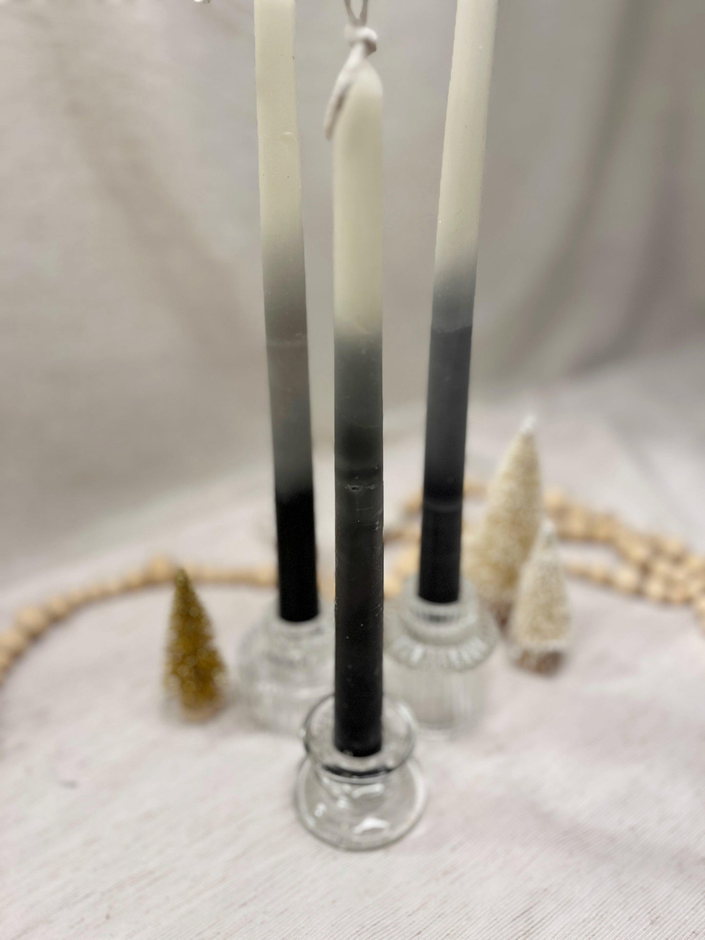 Set of 2, Black Ombre Tapered Candles