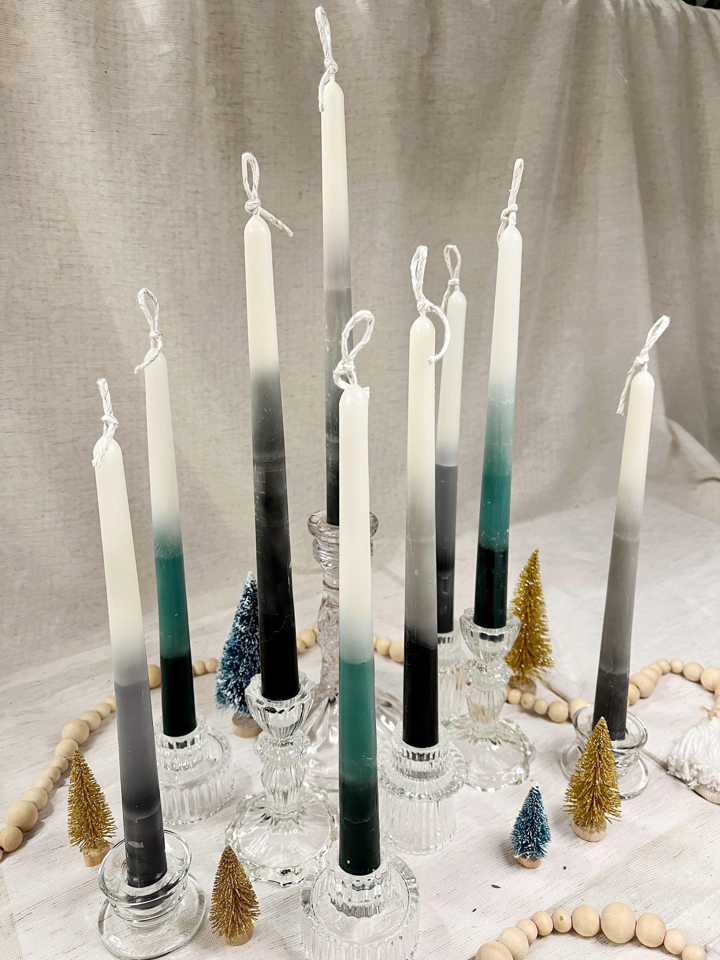 Set of 2, Black Ombre Tapered Candles