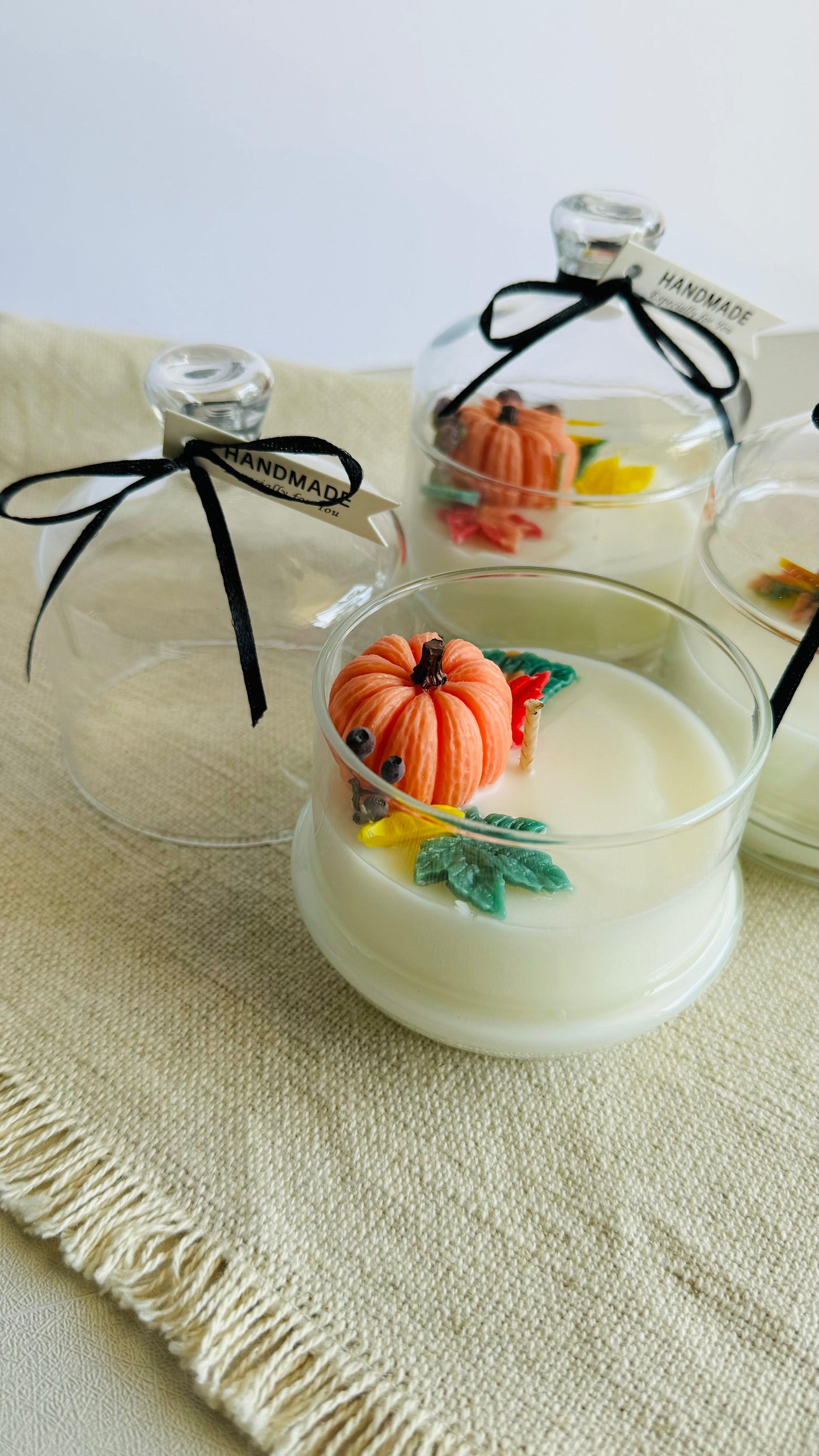 "Pumpkin Patch" mini glass dish + cloche dome