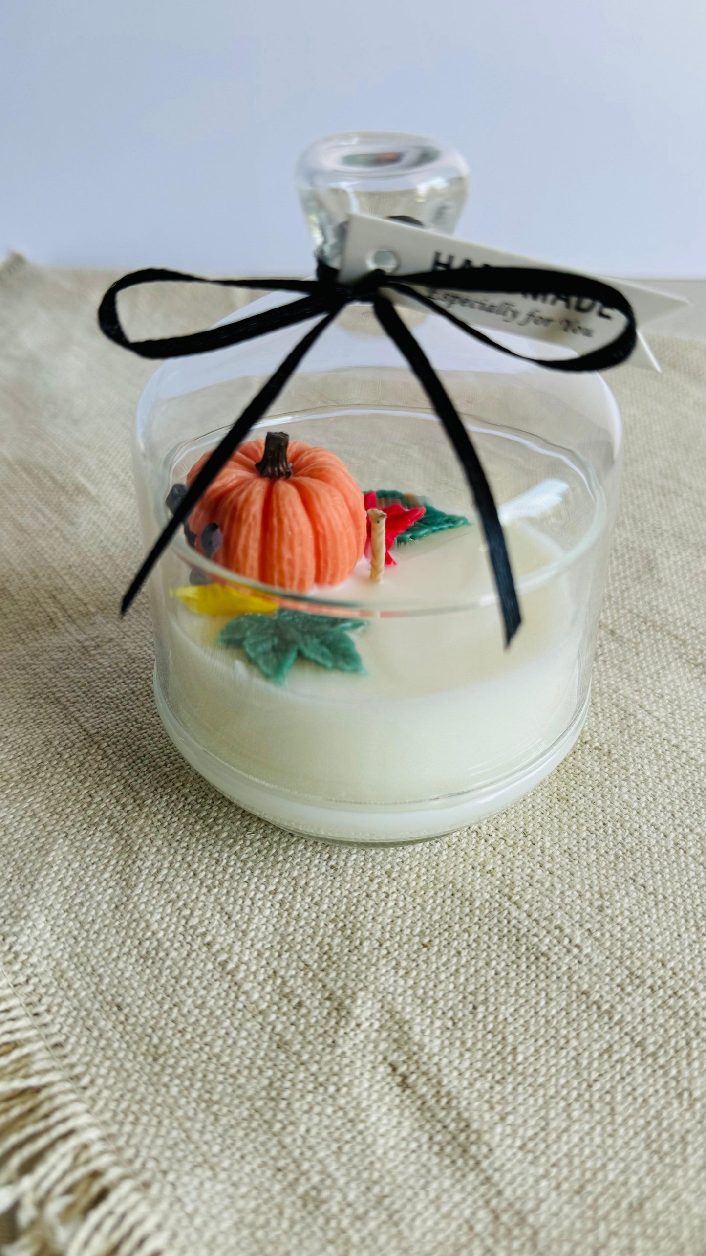 "Pumpkin Patch" mini glass dish + cloche dome