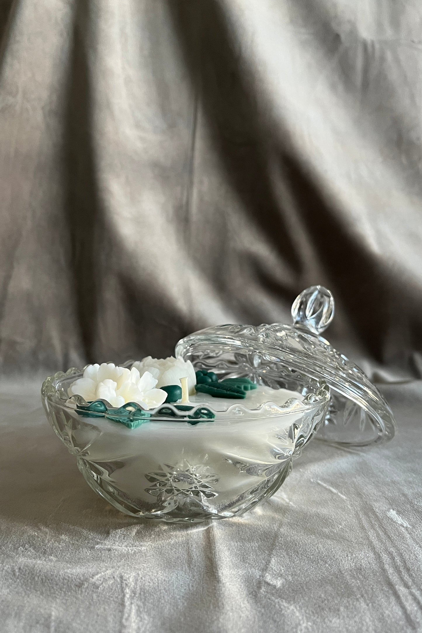 Amour Glow Candle | Vintage Candy Dish with Cherry Blossom