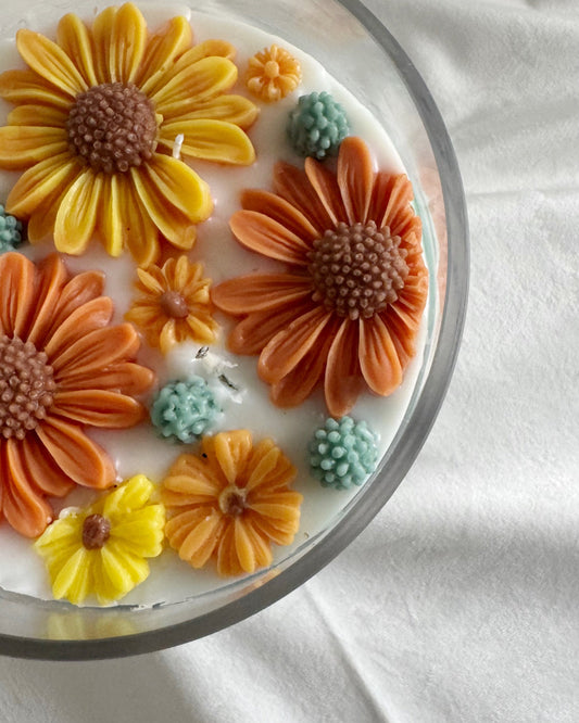 sunflower fall autumn decorative candle mango and cocomut candle