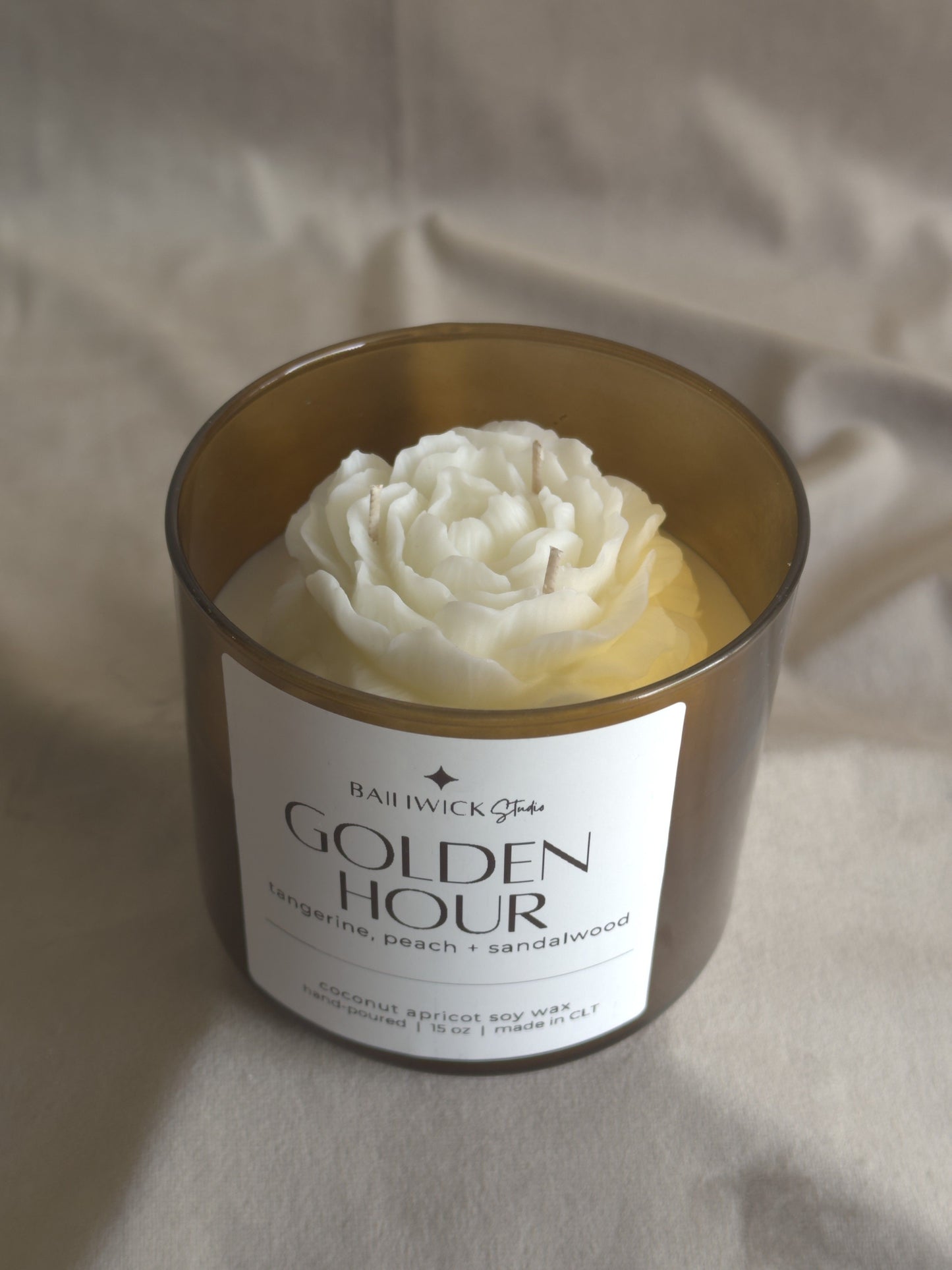 tangerine peach sandalwood candle golden hour