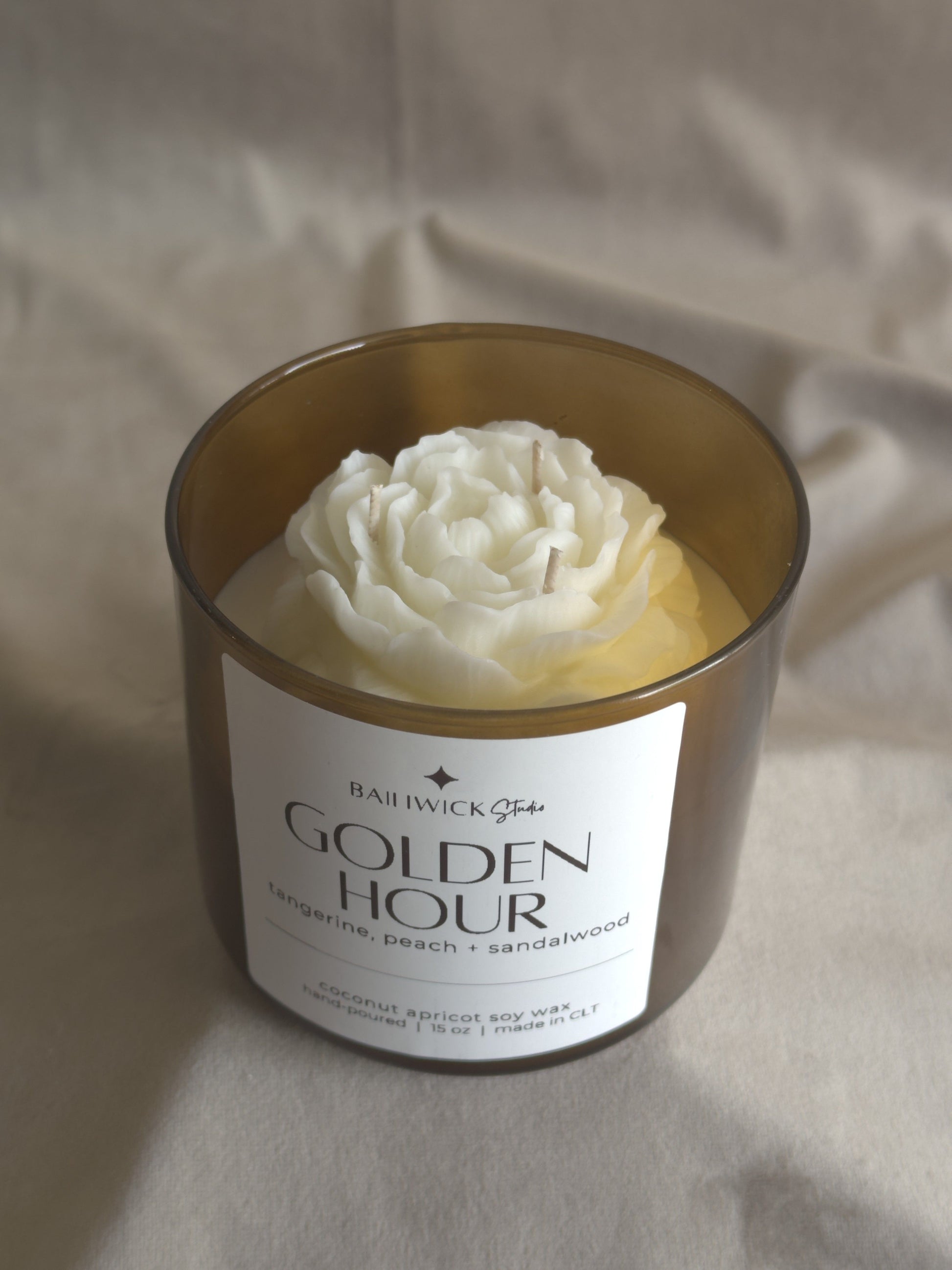tangerine peach sandalwood candle golden hour