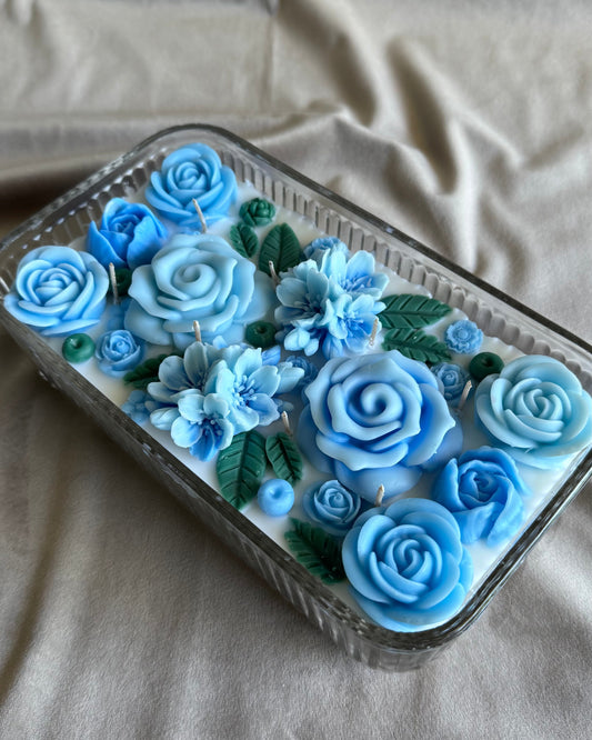 coconut apricot soy wax luxury candle blue candle floral blue tarheel blue carolina blue 