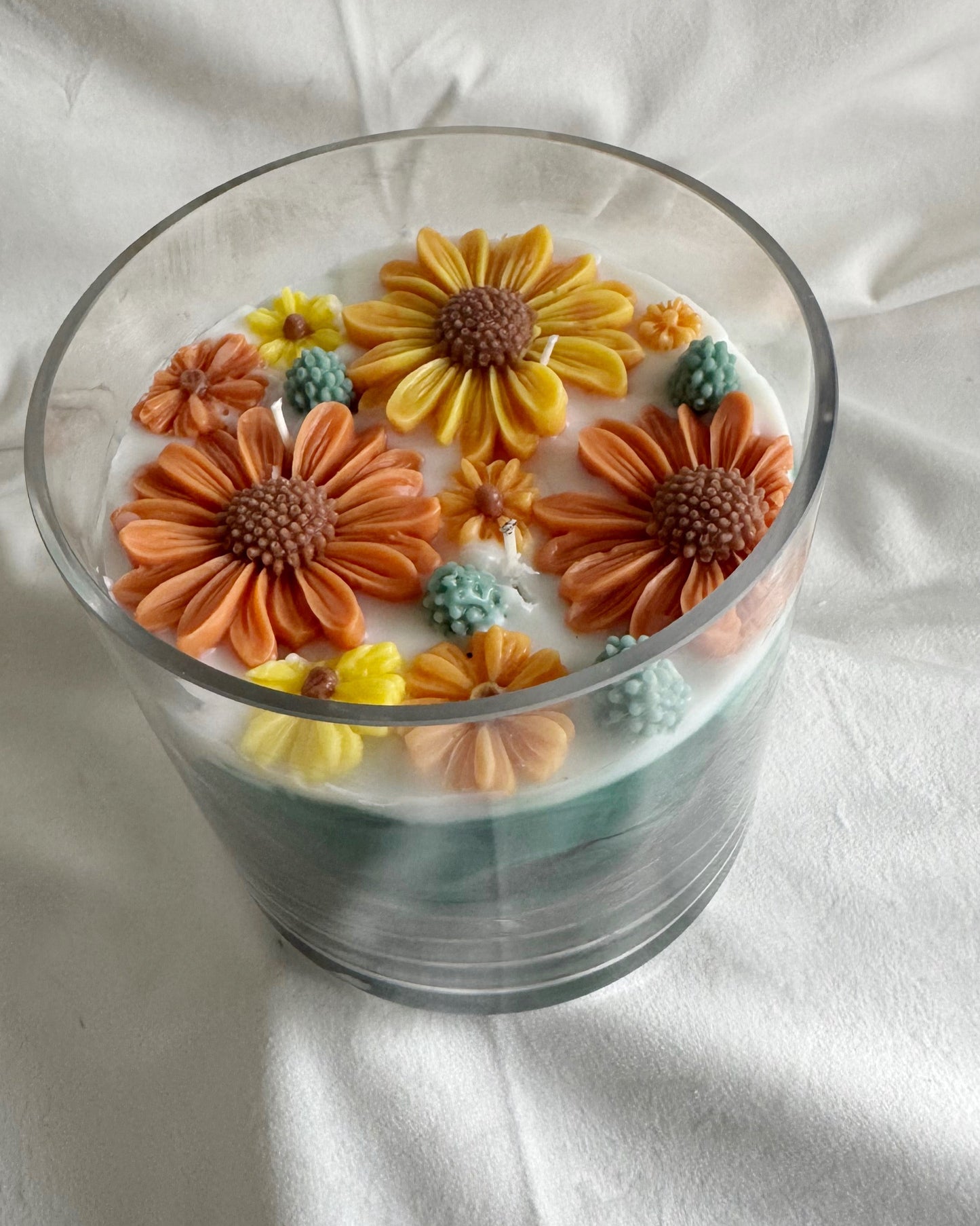 warm sunflower fall autumn decorative candle mango and coconut candle